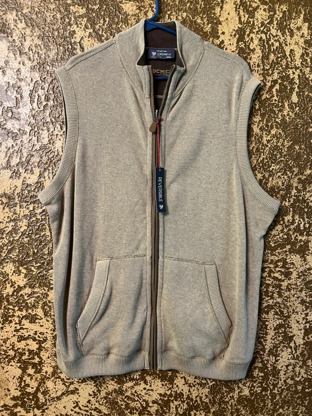 Daniel Cremieux Reversible Zip Vest in Taupe and Brown NWT size L